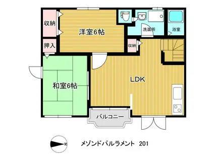 メゾンドパルラメント(2LDK/2階)の間取り写真