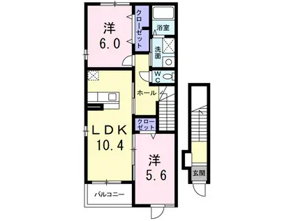 エレガンテ・カーサ(2LDK/2階)の間取り写真