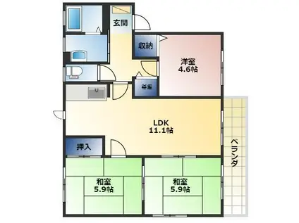 フォルス・ド・ラージュB棟(3LDK/2階)の間取り写真