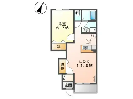 グランディア(1LDK/1階)の間取り写真