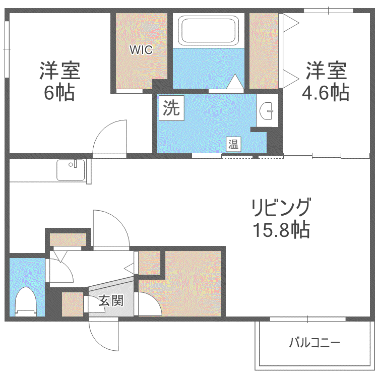 エフュート南円山(2LDK/1階)の間取り写真