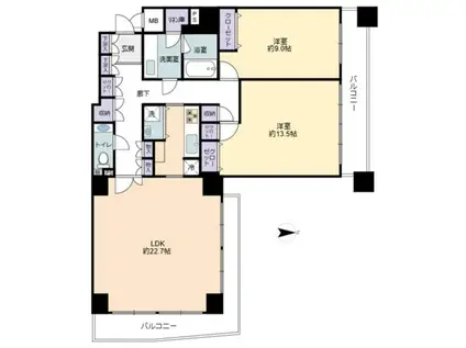 OAPレジデンスタワー東館(2LDK/29階)の間取り写真