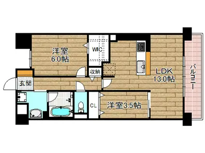 BERRYBLUE高槻(2LDK/4階)の間取り写真