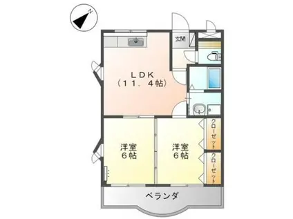アレキサンドリア(2LDK/2階)の間取り写真