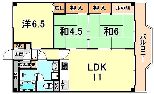 プラザ翠光(3LDK/6階)の間取り写真