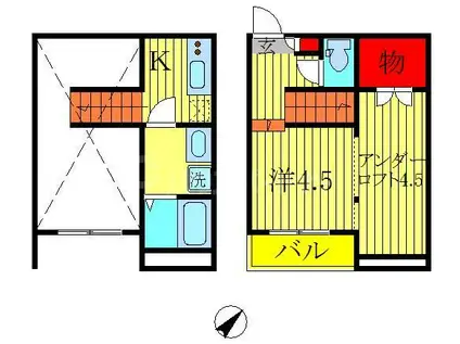 LA・VENUS ラ・ヴィーナス(1K/2階)の間取り写真