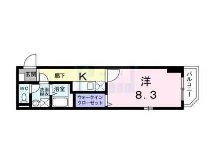 エバーグリーン(1K/4階)の間取り写真