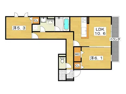 D-ROOM枚方上之町PJ(2LDK/2階)の間取り写真
