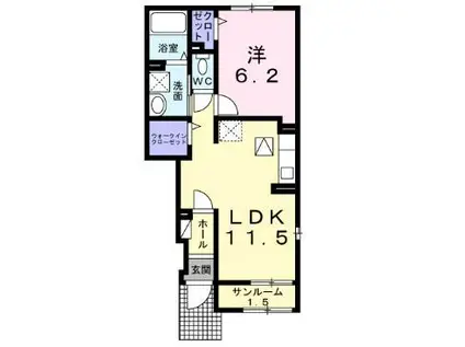 なごみテラス II(1LDK/1階)の間取り写真