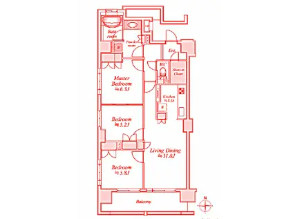 アールスタイルズ武蔵小杉イースト(3LDK/9階)の間取り写真