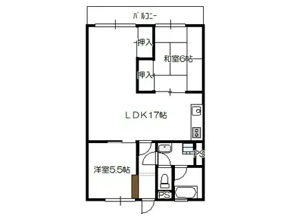 テラヤママンション(2LDK/1階)の間取り写真