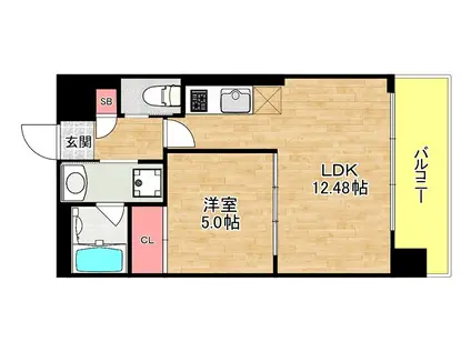 プレジオ弁天町(1LDK/8階)の間取り写真