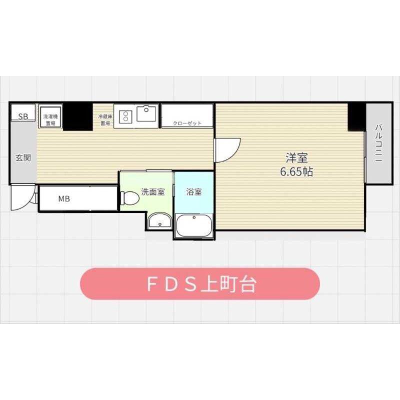 FDS上町台(1K/9階)の間取り写真
