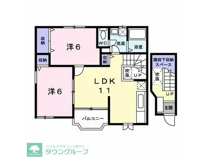 バーズアイヒルズII(2LDK/2階)の間取り写真