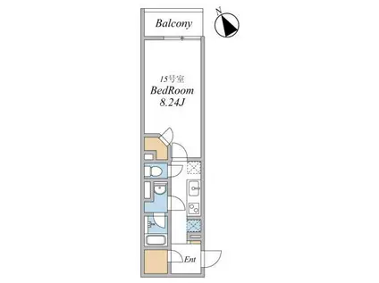 ウィンドテラス大久保III(1K/1階)の間取り写真