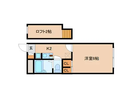 レオパレスレグルス(1K/1階)の間取り写真