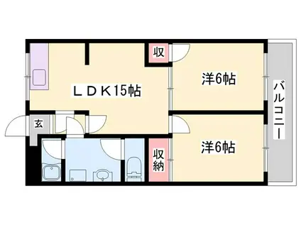 グランコート滝野(2LDK/3階)の間取り写真