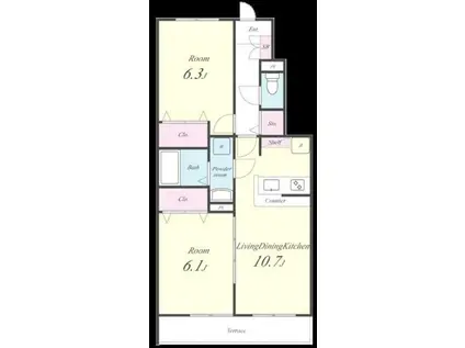 アルカンシェル・ハイム(2LDK/1階)の間取り写真