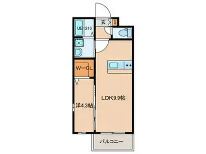 A-MENT385(1LDK/2階)の間取り写真