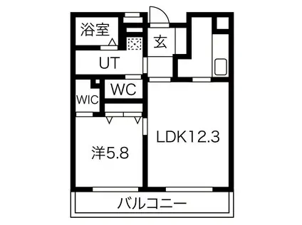 向陽町レジデンス(1LDK/4階)の間取り写真