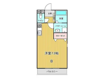 グランビューII(ワンルーム/1階)の間取り写真