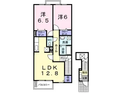 ローレルコートS(2LDK/2階)の間取り写真