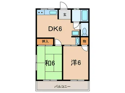 シティハイム高橋C棟(2DK/2階)の間取り写真