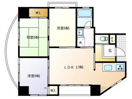 ユトリロ駅南(3LDK/3階)の間取り写真