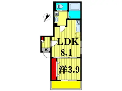 YSA南流山(1LDK/3階)の間取り写真