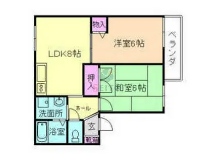 アゼリアハイツ(2LDK/1階)の間取り写真