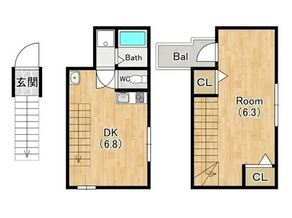 キャスティア南長崎(1DK/2階)の間取り写真