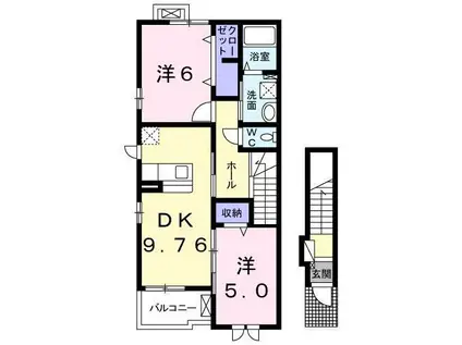 パティオ(2DK/2階)の間取り写真