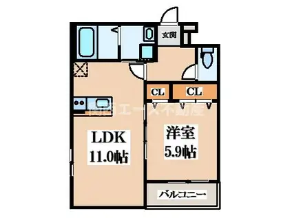 フジパレス教興寺三丁目II(1LDK/3階)の間取り写真