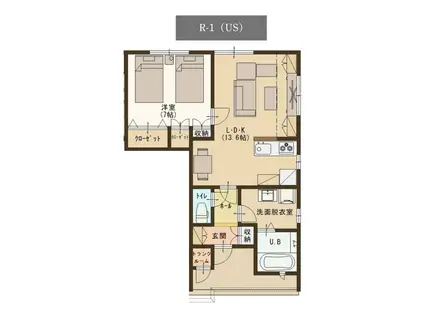 ユーソニアン上越・寺町A(1LDK/1階)の間取り写真