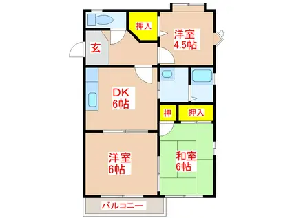 コーポ玉川(3DK/1階)の間取り写真