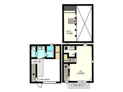 パロスGT塩屋パロスジーティーシオ(ワンルーム/1階)の間取り写真