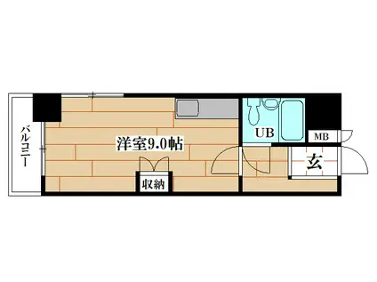 パレス三萩野(ワンルーム/9階)の間取り写真