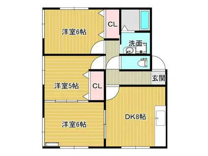 プレミール蛇田(3DK/2階)の間取り写真