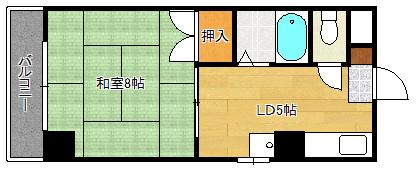 八幡ビル(1DK/3階)の間取り写真