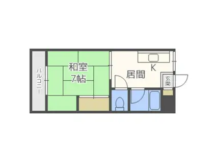 ユーハイム白木(1DK/3階)の間取り写真