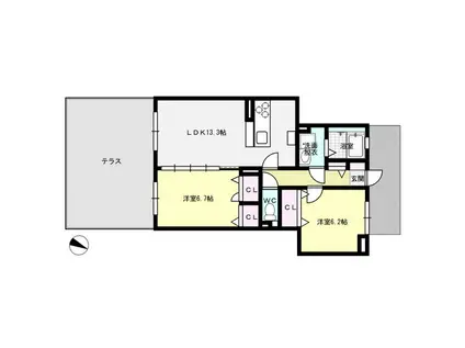 ディナスティVII(2LDK/1階)の間取り写真