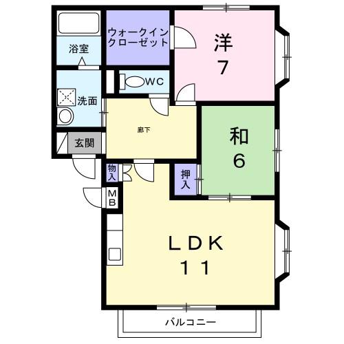 グランデ・グローヴ(2LDK/2階)の間取り写真