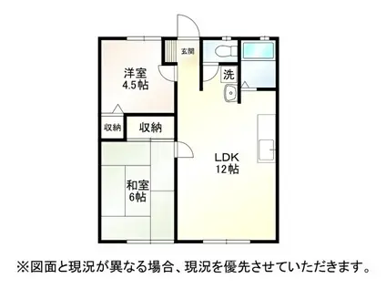 スカイハイツB(2LDK/2階)の間取り写真