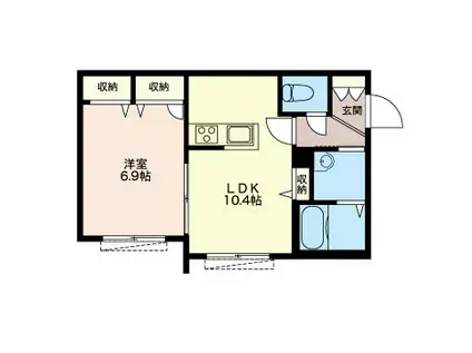 フォーシーズン(1LDK/2階)の間取り写真