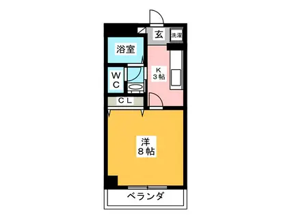 リビングタウン厚木(1K/3階)の間取り写真