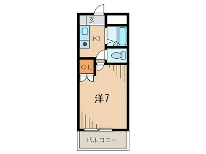 グレイスマンション4番館(1K/5階)の間取り写真