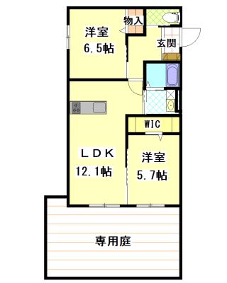 ルーチェIII(2LDK/1階)の間取り写真