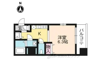 グラマシー京都(1K/9階)の間取り写真