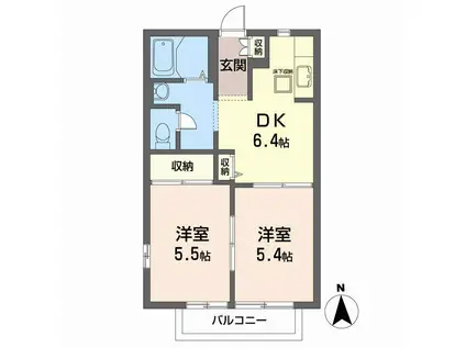 セリジェ(2DK/1階)の間取り写真