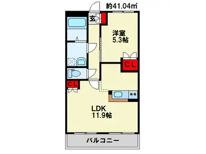 メゾンハピネス(1LDK/2階)の間取り写真